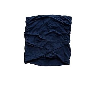James Perse‎ Black Ruched Mini Skirt Sz 2 Stretch Cotton Jersey Tube Faux Wrap
